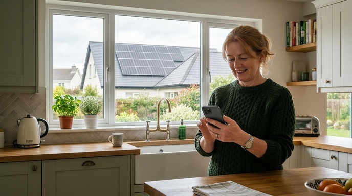 Solar Panels and Smart Meters in Ireland: What You Need to Know 3 Close-up of a digital smart meter installed on an Irish home