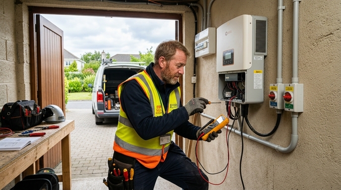 How to Choose the Right Solar Inverter for Your Home 3 Solar panels installed on a slate roof of a typical Dublin suburban home
