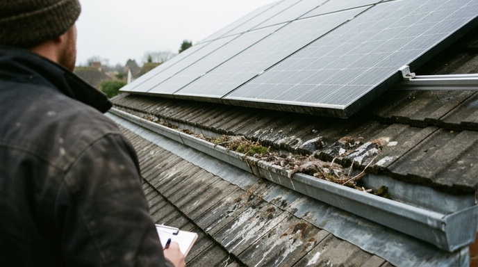 Bird and Pigeon Proofing for Solar Panels: Detailed Explaination 2 Galvanised mesh clipped to the edge of a rooftop solar panel with a pigeon perched on the ridge nearby