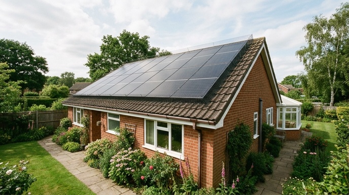 Bird and Pigeon Proofing for Solar Panels: Detailed Explaination 4 Installer's gloved hands clipping bird proofing mesh to a solar panel frame on a pitched roof
