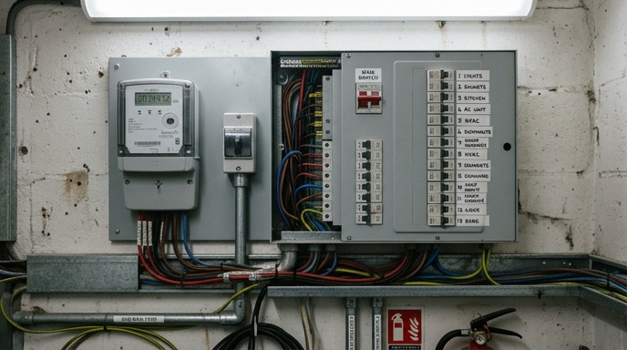 Commercial Electricity Rates in Ireland 2026: What Businesses Pay 2 Business owner reviewing a commercial electricity bill beside a laptop energy chart